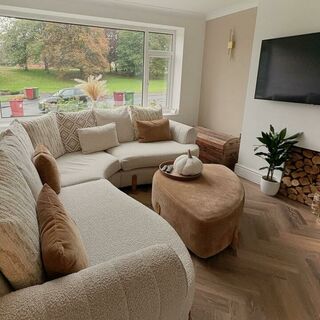 ANGLES…we love our couch from dfs Still looks as fresh as the day we got it and it survived our reno! 🛋️😷 #livingroom #livingroomdecor #renovation #transformation #couch #sofa