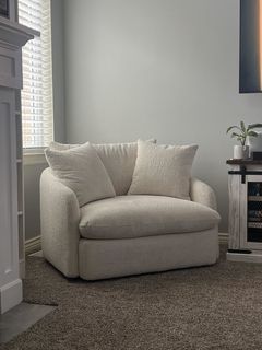 Lula Oversized Swivel Chair and A Half Latte Cuddler | Living Spaces