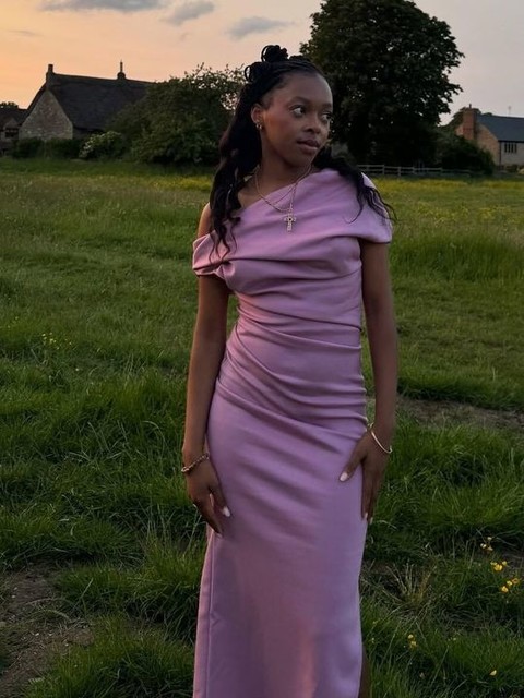 ASOS DESIGN structured scuba midi dress with fallen shoulder in mauve