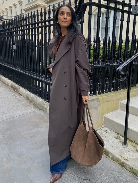 ASOS DESIGN suede tubular knot handle tote bag in chocolate