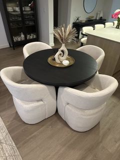 Zora Almond Dining Chair With Wheels 4 Piece | Living Spaces