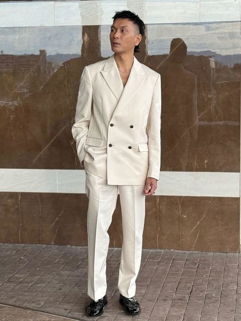 ASOS DESIGN straight leg suit trousers with cotton in ecru