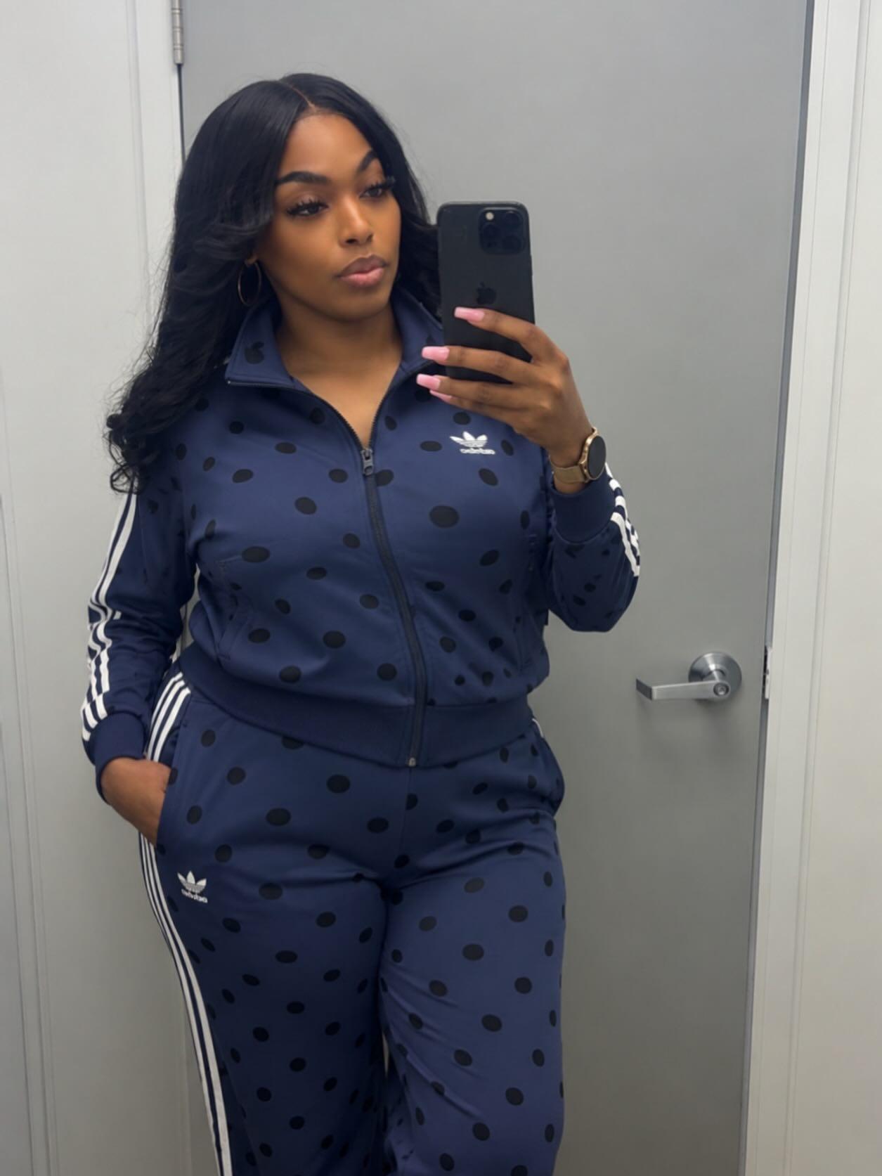adidas SATIN POLKA DOTS TT Track Top - Black | Free Shipping with