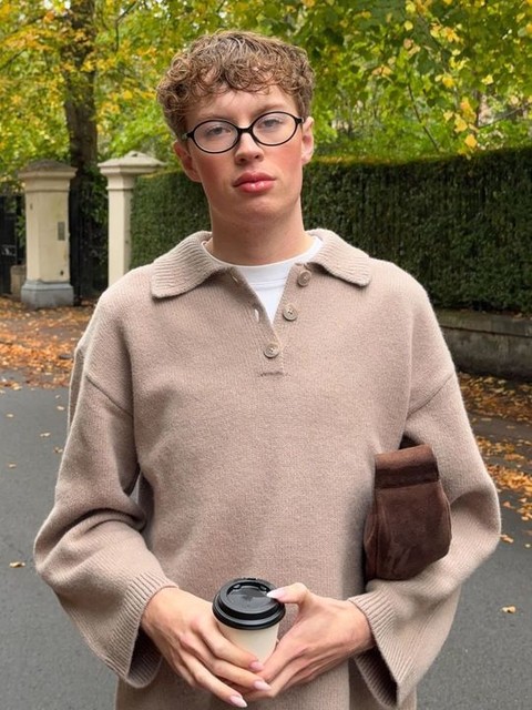 ASOS DESIGN premium lambswool polo shirt in mushroom - BROWN