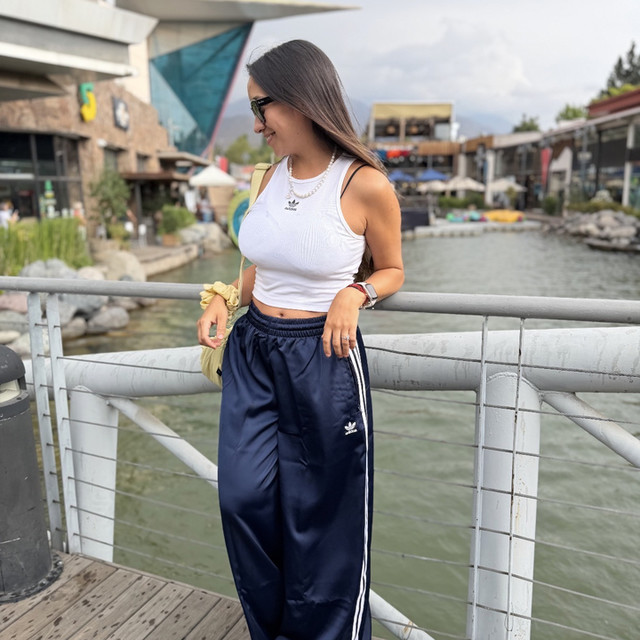 adidas Adicolor Satin Wide Leg Track Pants - White | Free Shipping