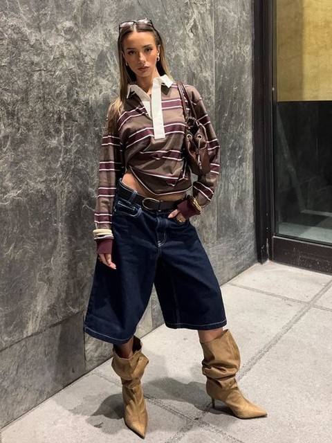 ASOS DESIGN oversized rugby shirt in khaki stripe