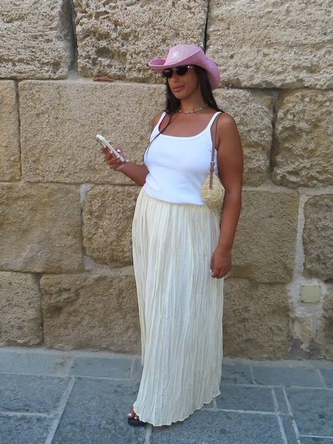Topshop shirred waist crinkle full skirt in natural