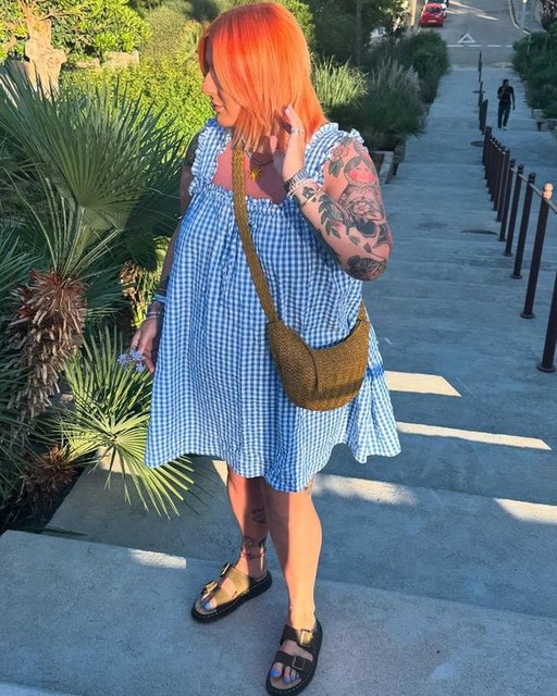 COLLUSION swing mini dress in blue and white gingham