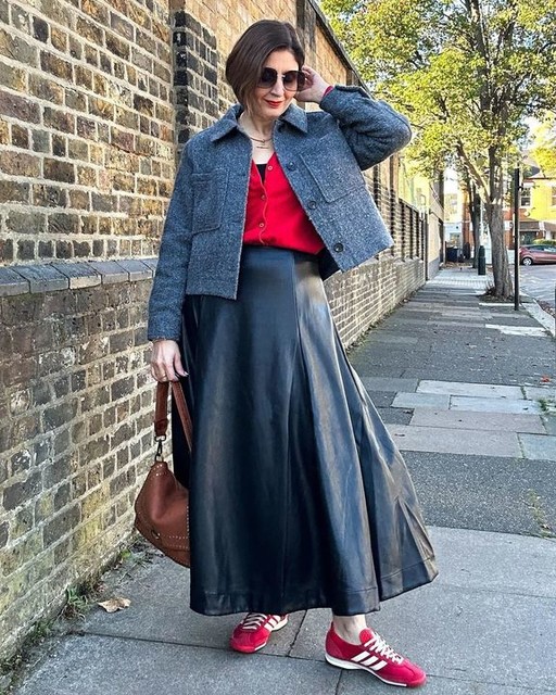 ASOS DESIGN faux leather seam and volume detail midi skirt in black