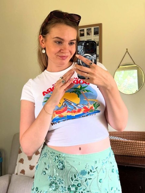 ASOS DESIGN baby tee with bora bora graphic in cream