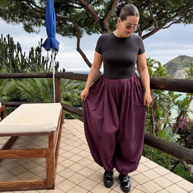 ASOS DESIGN cotton balloon trouser in plum