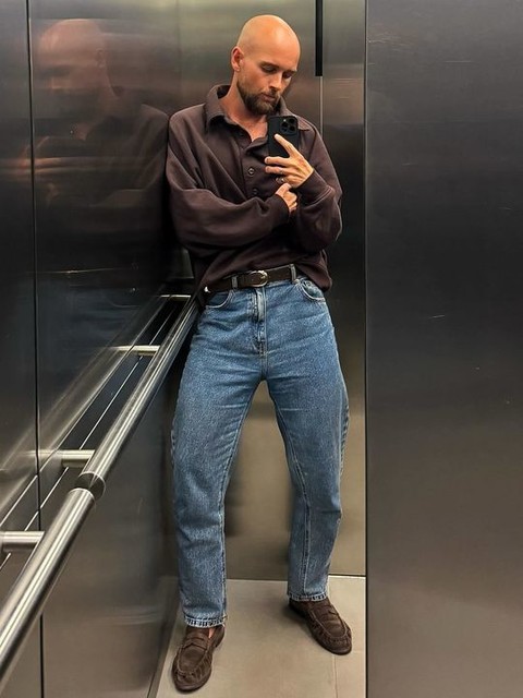 ARRANGE Premium leather loafers in brown suede