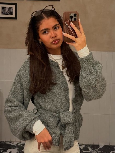 ASOS DESIGN knit oversized cardigan with tie waist with wool in charcoal