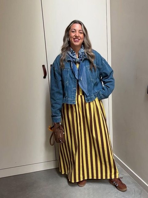 Noisy May boxy cropped denim jacket in mid wash blue