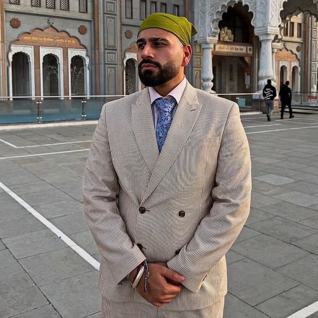 ASOS DESIGN linen mix slim suit jacket in stone stripes