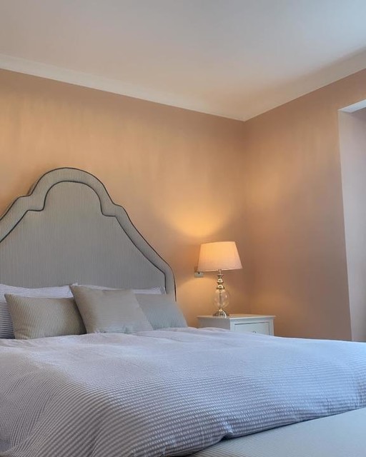 Complete ZEN …. 💤 💤 

The most beautiful paint colour neptunehomeofficial #neptunepotterspink 

Gillian trevor_morrow_ltd helped us with all our colour choices & I am@obsessed with this for our master bedroom 👌🏻 

Paint trevor_morrow_ltd 

Bed & ottoman dfs 

Curtains blinds2go 

Lamp ezlivinginteriors 

Bedside table ezlivinginteriors 
.
.
.
.
.
#bedroomvibes #neptunepotterspink #calming #trevormorrow#interior #interiorsireland #bedroominspo #thebutterflybuild🦋