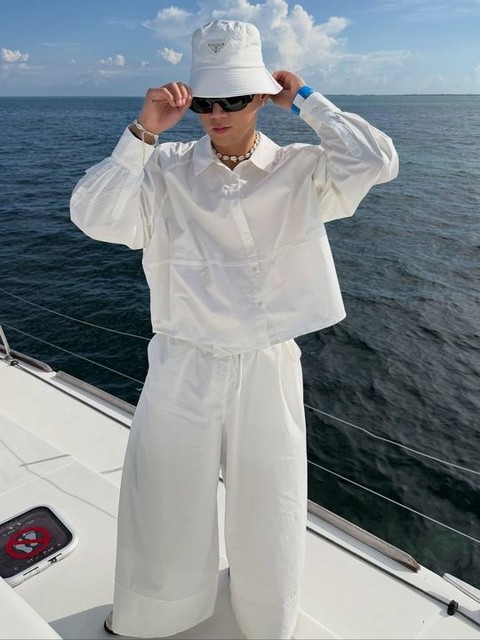 ASOS DESIGN relaxed shirt with exaggerated sleeve co-ord in white