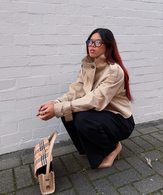 ASOS DESIGN cropped funnel neck trench coat in stone