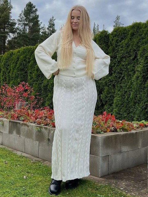 ASOS DESIGN cable knit maxi skirt co ord in cream