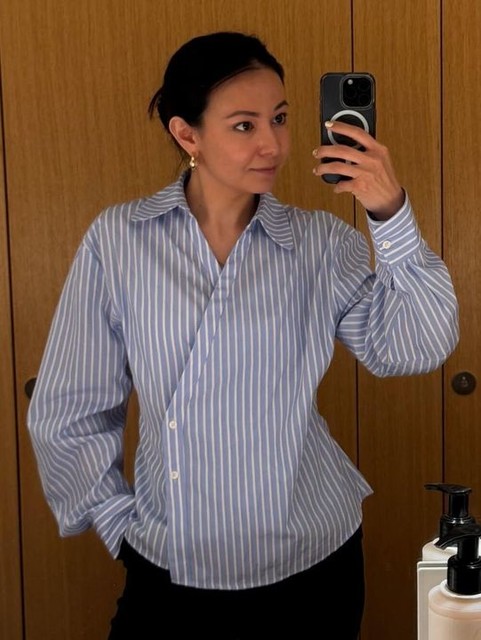 ASOS DESIGN wrap shirt with cocoon sleeve in stripe