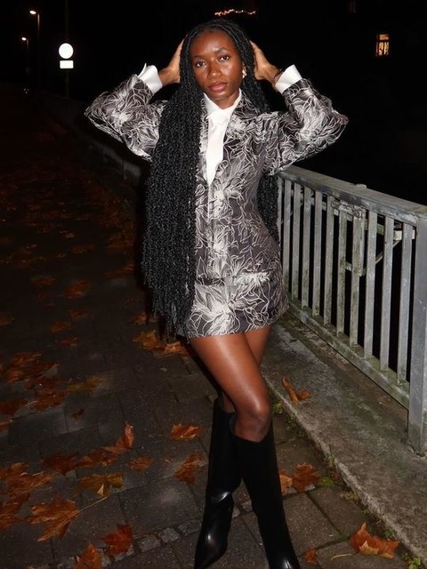 ASOS LUXE jacquard sculpted blazer co-ord in black floral