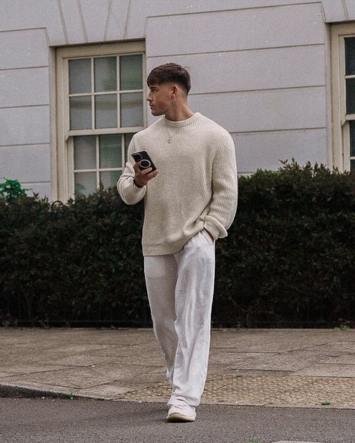ASOS DESIGN wide linen seersucker trouser in white stripe