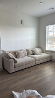 Supreme Lounger Beige Cobblestone Fabric 2 Piece Oversized Modular Sofa