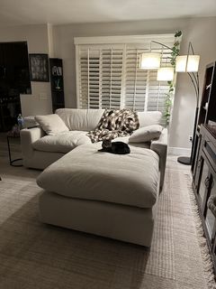 AZARE PRODUCTS arrangement cream WHITE.他 Zone Cream White Fabric 2 Piece Modular Loveseat | Track