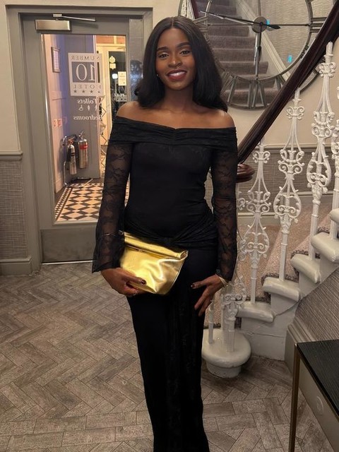 Kaiia exclusive double layered slinky lace bardot flare sleeve tie waist drape detail maxi dress in black