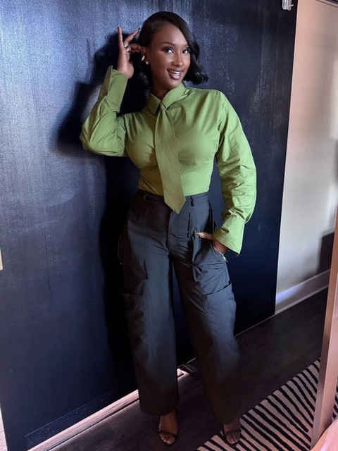 ASOS DESIGN cinched tie detail shirt in olive