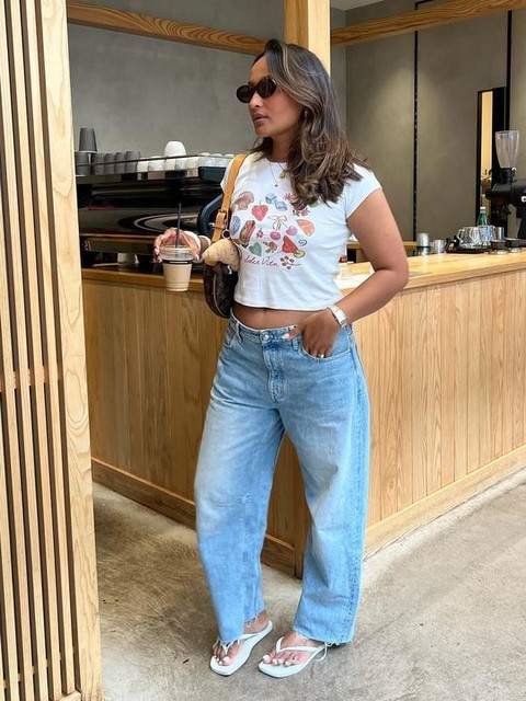 ASOS DESIGN Tall baggy jeans in mid blue