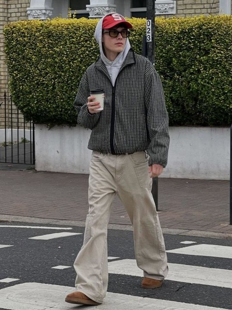 ASOS DESIGN oversized wool look track jacket in green plaid