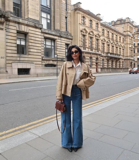 ASOS DESIGN clean wide leg jeans with front pockets in mid blue