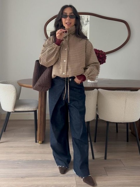 ASOS DESIGN tailored funnel neck jacket in micro check