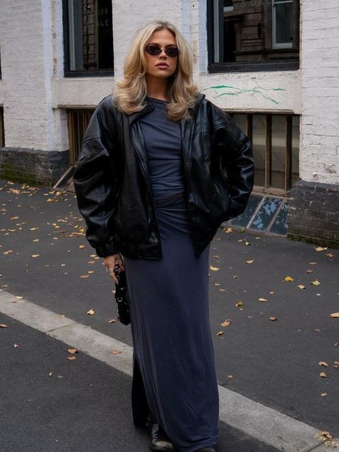 Topshop cupro twist detail maxi skirt in charcoal gray - part of a set