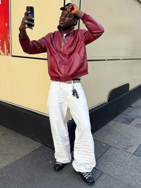 ASOS DESIGN bomber jacket in faux leather in red