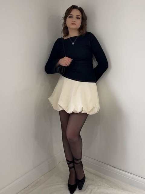 Mango capsule premium puffball mini skirt in ivory 