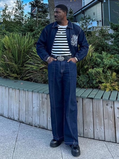 ASOS DESIGN harrington jacket co-ord with embroidery detail in indigo