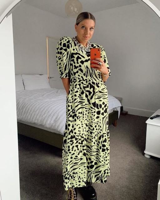 G21 Lime Animal Print Oversize Dress 