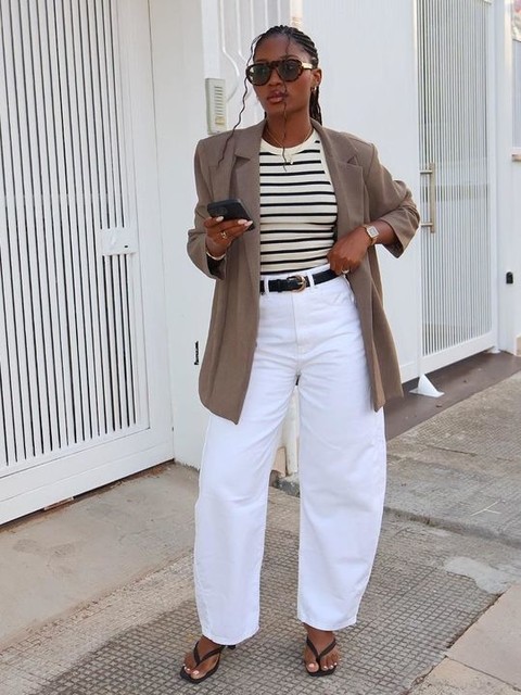 ASOS DESIGN slim barrel jeans in white