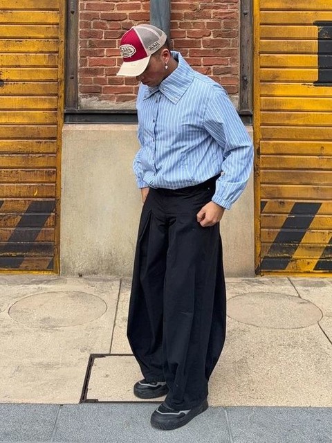 ASOS DESIGN collared button up shacket in blue stripe