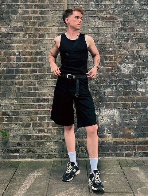 ASOS DESIGN longer length carpenter denim jort in black