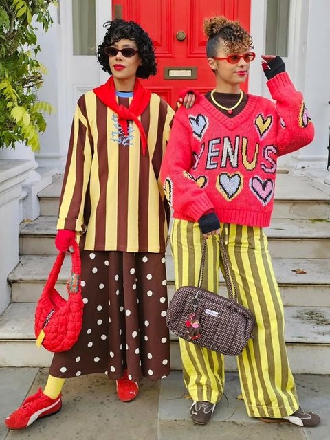 ASOS DESIGN denim circle skirt in brown polka dot