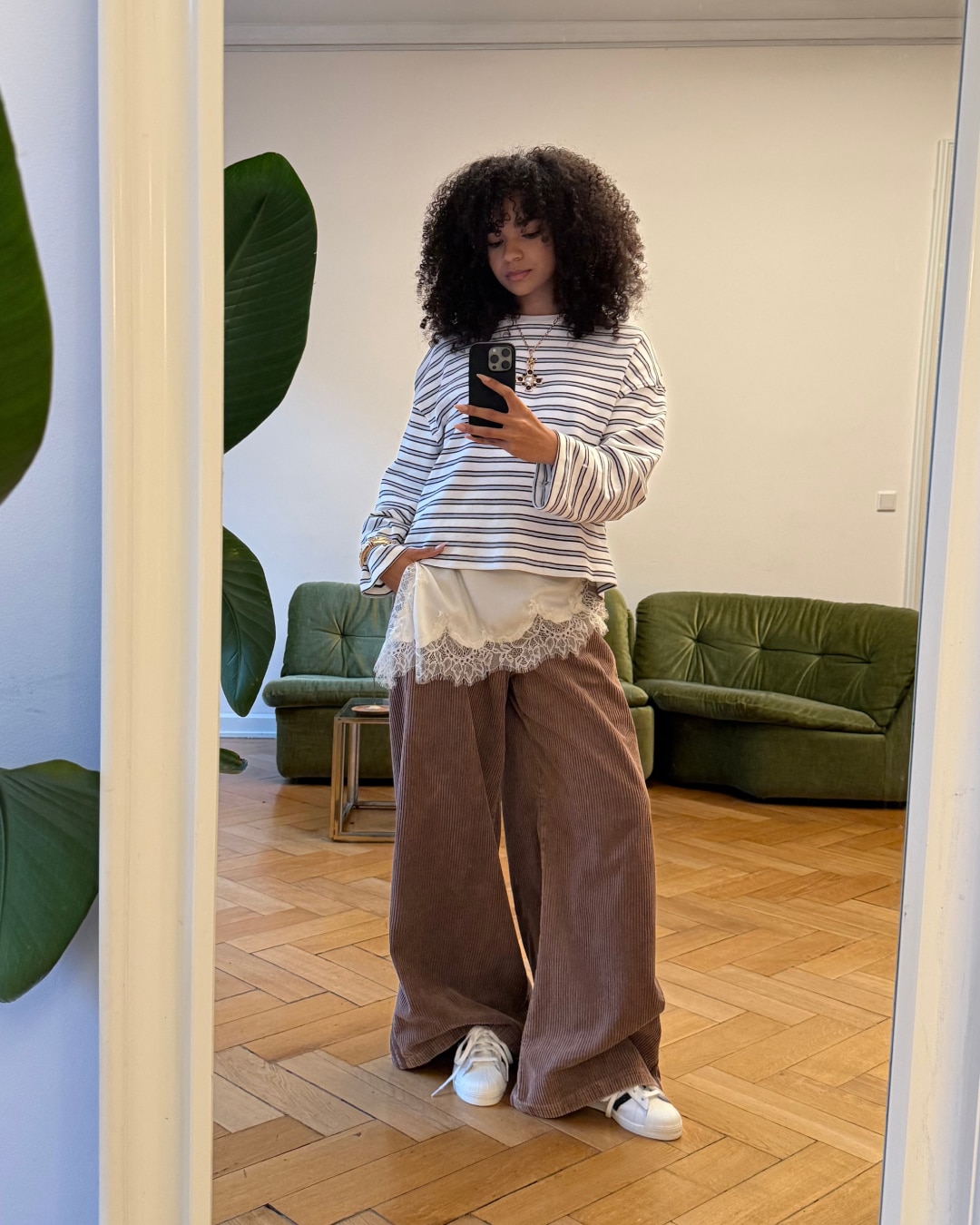 adidas CORDUROY SST OVERSIZED PANTS - Brown | Free Shipping with