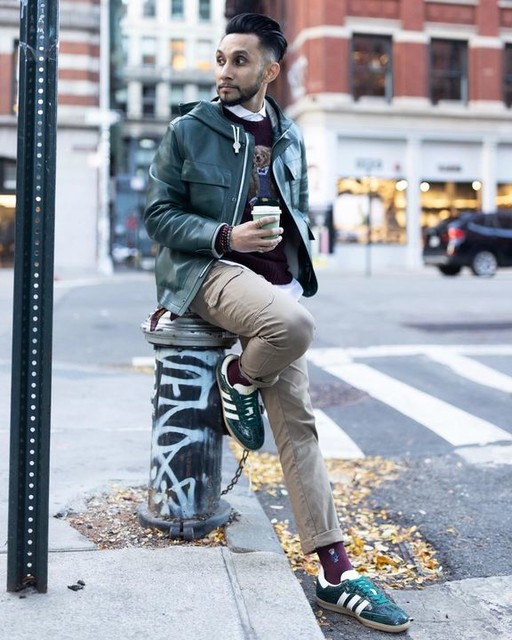 adidas Originals Samba OG trainers in dark green and cream snake print
