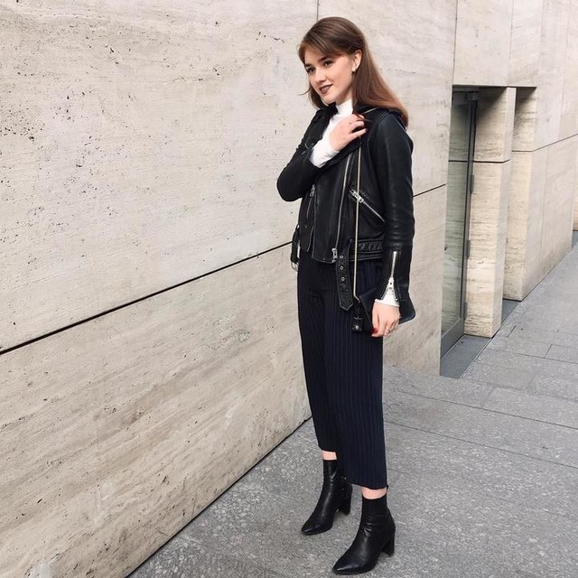 Nastya Galantseva - Balfern Leather Biker Jacket