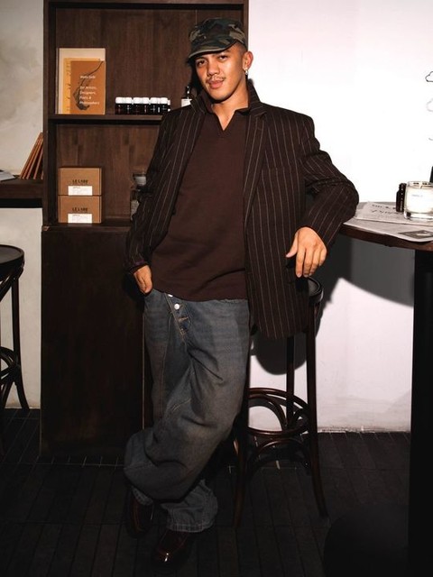 Topman relaxed blazer in brown stripe