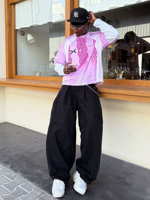 COLLUSION long sleeve football t-shirt in pink