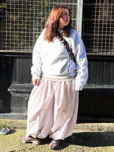 ASOS DESIGN cotton balloon pants in brown check